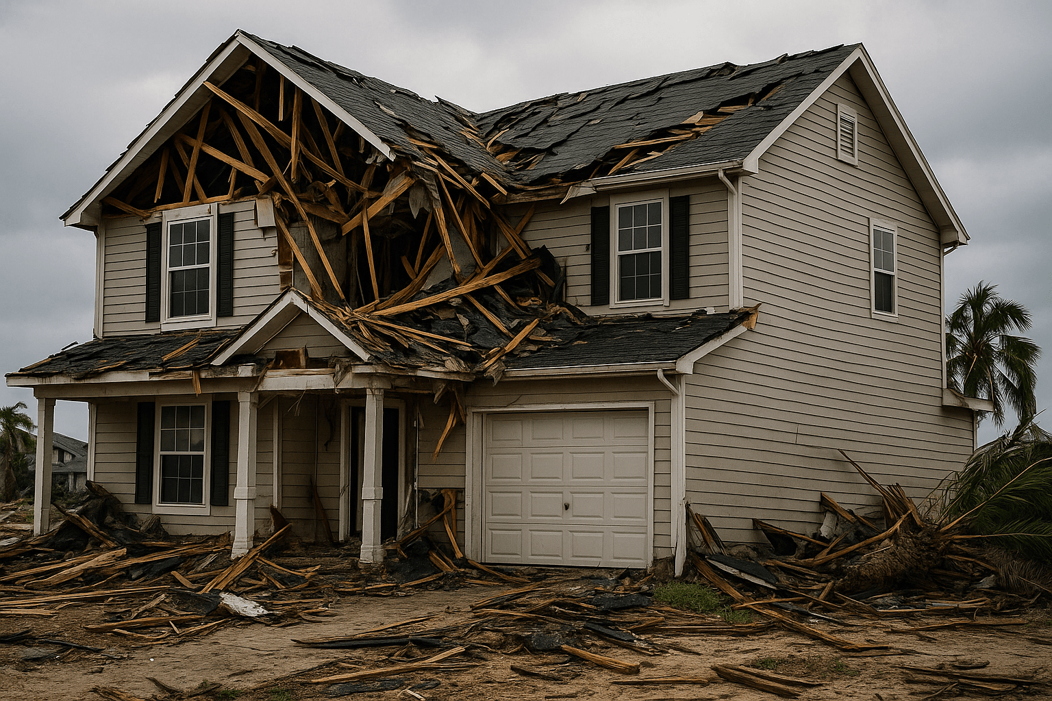 Collapsed roof property damage